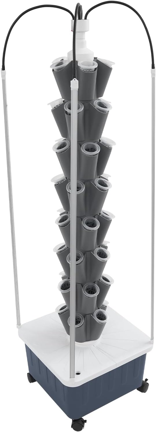 Hydroponics Growing System Indoor Garden 40Pods Herb Garden Kit Indoor with LED Grow Light Fresh Herbs Vegetables Hydroponic Planter for Home Kitchen Office (Gray)