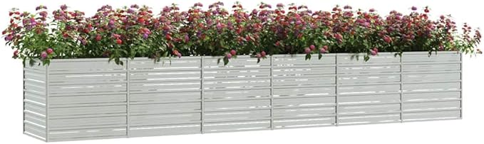 Galvanized Steel Raised Garden Bed Extra Long 189 Planter for Outdoor Plants Silver Metal Garden Bed for Vegetables Herbs Flowers Durable Rectangular Raised Beds for Gardening