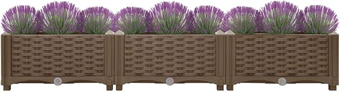 Raised Garden Bed 47.2x15.7x9.1 Polypropylene Planter Box for Outdoor Plants Durable Brown Gardening Solution