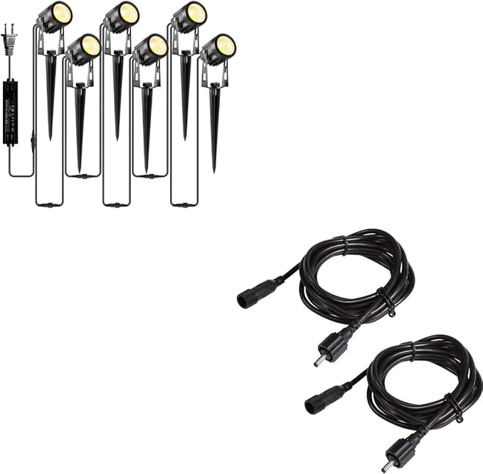 ALOVECO 12V Waterproof LED Landscape Lights with Transformer + 2 Pack Extension Wires for Patio Deck Yard Garden Driveway