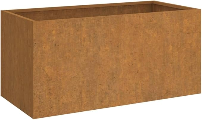 Durable Corten Steel Planter Box Rustic Metal 24.4x24.4x11.4 in Outdoor Garden Raised Bed for Vegetables Herbs Flowers