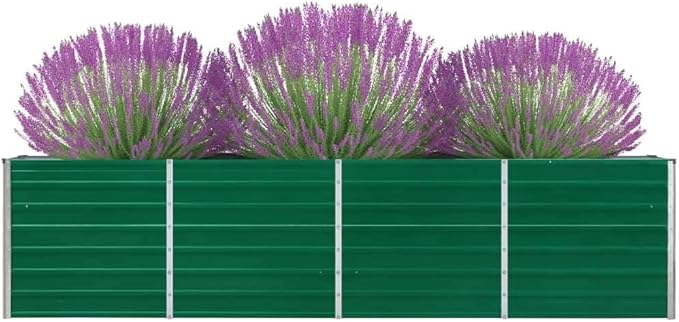 Raised Garden Bed Outdoor planters Planter Boxes Outdoor Garden Bed Suitable for Backyard Flowers Restaurants Patios 126x15.7x30.3 Galvanized Steel Green