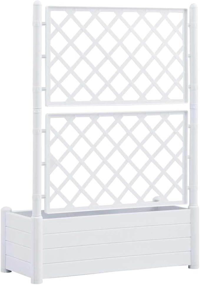 Large Garden Planter White Polypropylene UV-Resistant 39.4 x 16.9 x 55.9 in for Climbing Plants Outdoor Patio Balcony