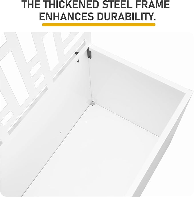 White Raised Beds Metal Garden Bed with Trellis for Climbing Vegetables Cucumber Trellis Planter Box Support for Peas Beans and Flowering Vines Planter Box Heavy Duty Outdoor Planter for Patio