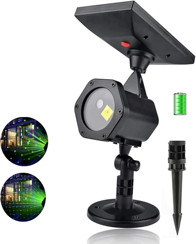 LED Solar Energy Lights Christmas Projector Light Festival Rotating Spotlight Christmas Landscape Spotlight Outdoors Decoration Christmas Festival Outdoor Landscape Decorative Lighting
