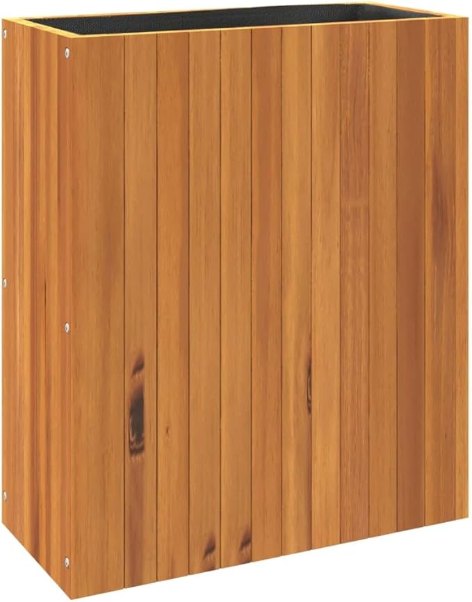 Rustic Solid Acacia Wood Garden Planter 23.2 x 10.8 x 27.6 Inch Rectangular Raised Bed Oiled Finish for Outdoor Plants Indoor/Outdoor Use