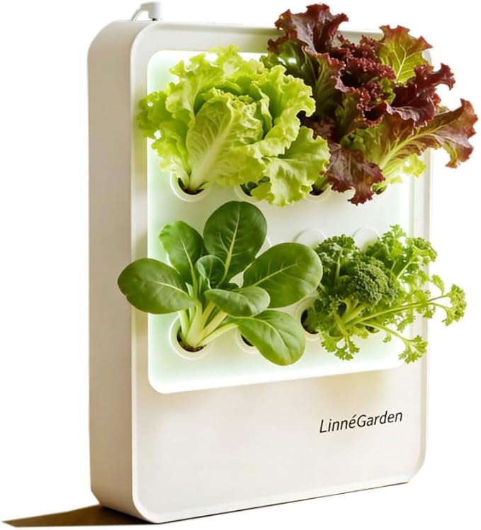 Indoor Hydroponic Growing System Desktop Herb &amp Vegetable Grow Light with LED Grow Lamp - Hydroponic Cultivation Harvest Lettuce (White)