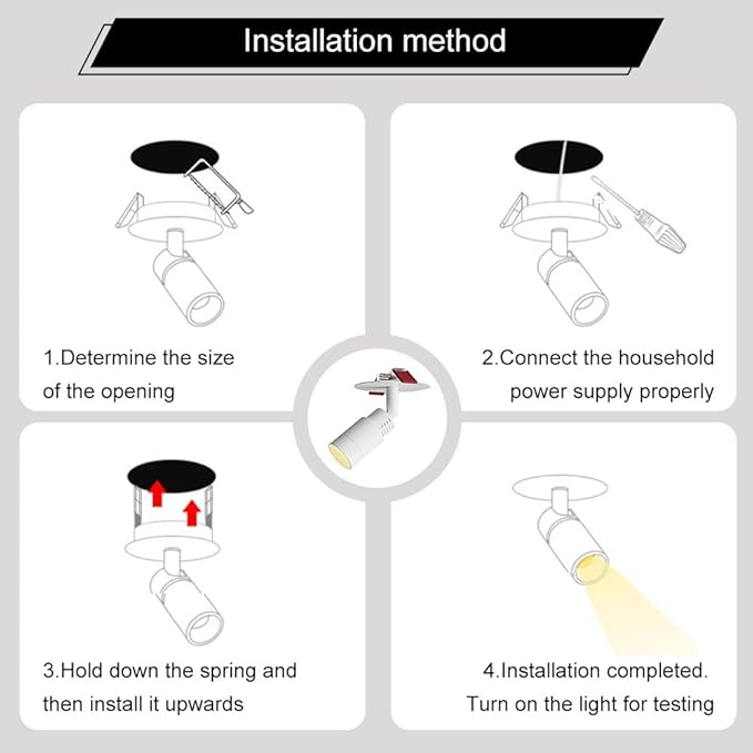 Spotlight 3w Recessed Lighting Fixture Zoomable 3°-60°Spotlights Adjustable Flush Mount Spotlight Directio l Focus Accent Lamps