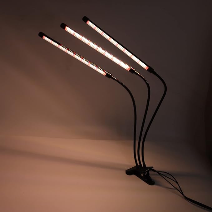 Zerodis LED Plant Grow Light with Clamp/Holder 10 Level Dimmable USB Red White Warm Light for Seedlings