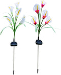 Plant Growing Lamps 2Pack Solar Light Outdoor Waterproof Solar Lily Chrysanthem FlowerLawn Lamp for Yard Path Way Landscape Decorative Garden Lamp