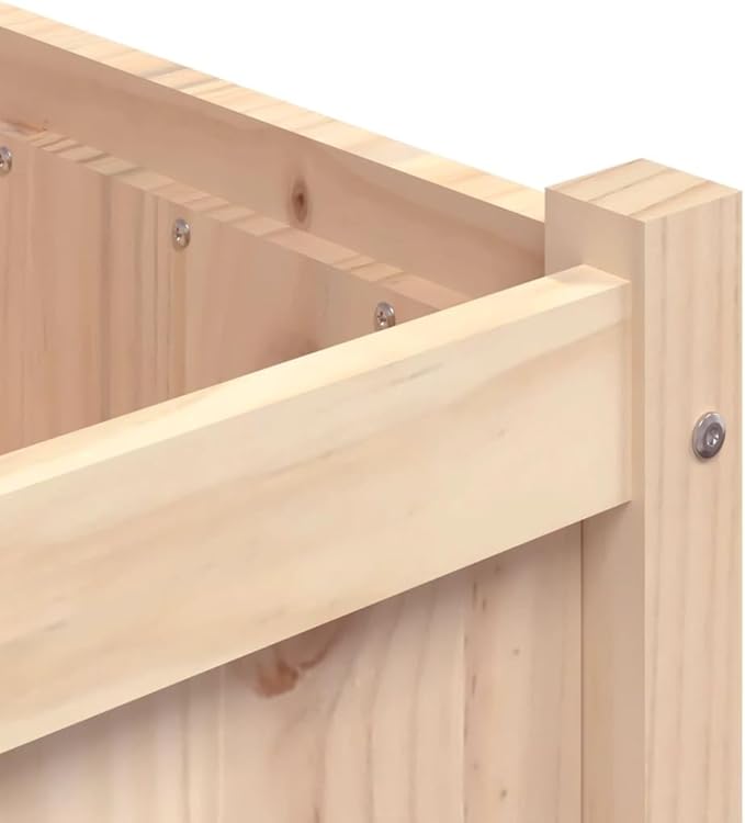 Garden Planter Natural Solid Pine Wood 35.4x19.7x27.6 Inch Raised Garden Bed Rectangular Outdoor Planter Box for Patio Balcony Herbs Flowers