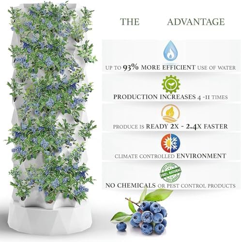 Hydroponics Growing Vertical Tower Automated Aeroponics Indoor Tower Garden - Aquaponics Growing Kits for Fresh Garden Fruits &amp Vegetabl