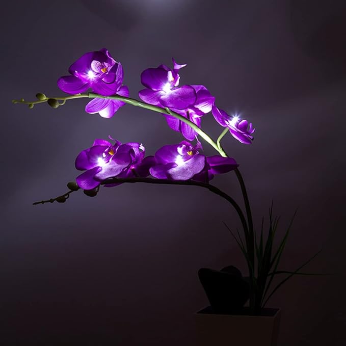 GLEAVI 9 LED Orchid Flower Light Decorative Table Lamp for Living Room Artificial Bonsai Light USB Power Indoor Floral Decor for Home Office