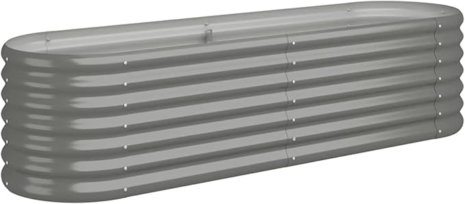 Garden Raised Bed Powder-Coated Steel Planter Box 59.8 x 15.7 x 14.2 Inches for Outdoor Gardening and Patio Decor