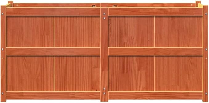 Wax Brown Solid Pine Wood Garden Planter 59.1x19.7x27.6 in Rectangular Raised Garden Bed for Outdoor Plants Balcony &amp Patio Gardening