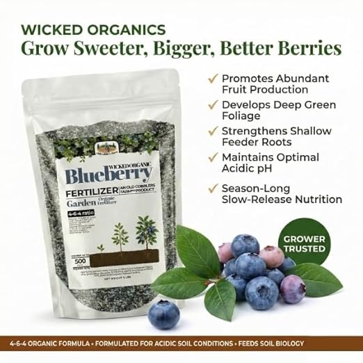 Old Cobblers Farm™ Wicked Organics Blueberry Fertilizer – Balanced Plant Food for Acid-Loving Plants Supports Strong Roots Green Foliage &amp Abundant Blooms (5 lbs | 10 lbs | 15 lbs | 20 lbs) (10