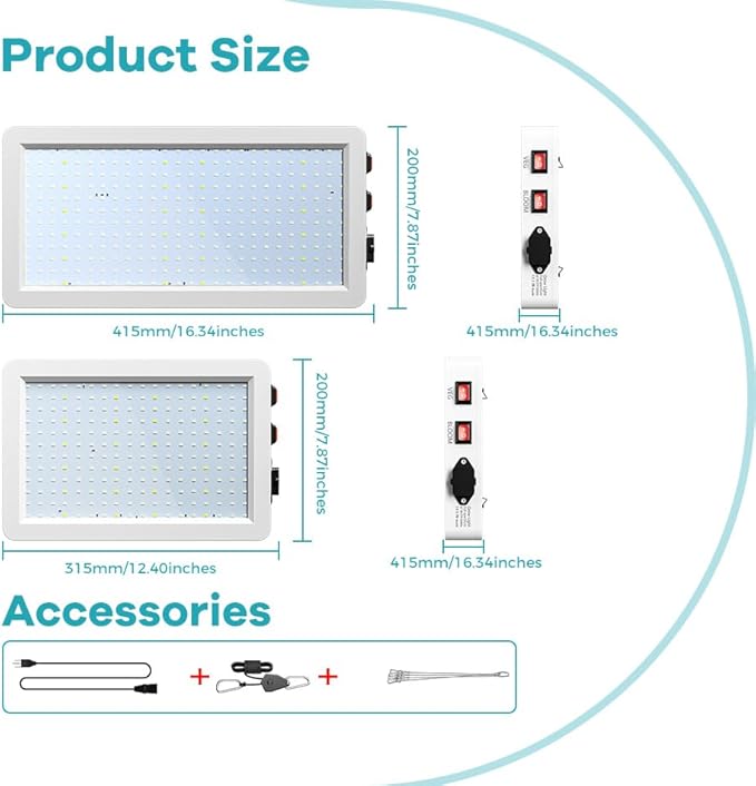 1000W LED Grow Lamp 216LEDs with Enhanced Red-Blue Spectrum Suits Both Hydroponic Farms and Large Greenhouses100-277V Wide Voltage Range Equipped with Hooks and A US Plug for Indoor Plant Cultivation