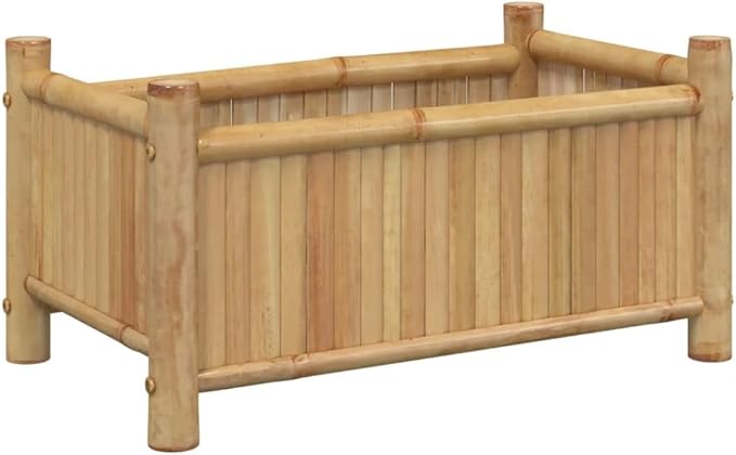 vidaXL Planter Raised Garden Bed - Outdoor Balcony Flower Box Bamboo Plant Stand - 19.7 x 11.8 x 9.8