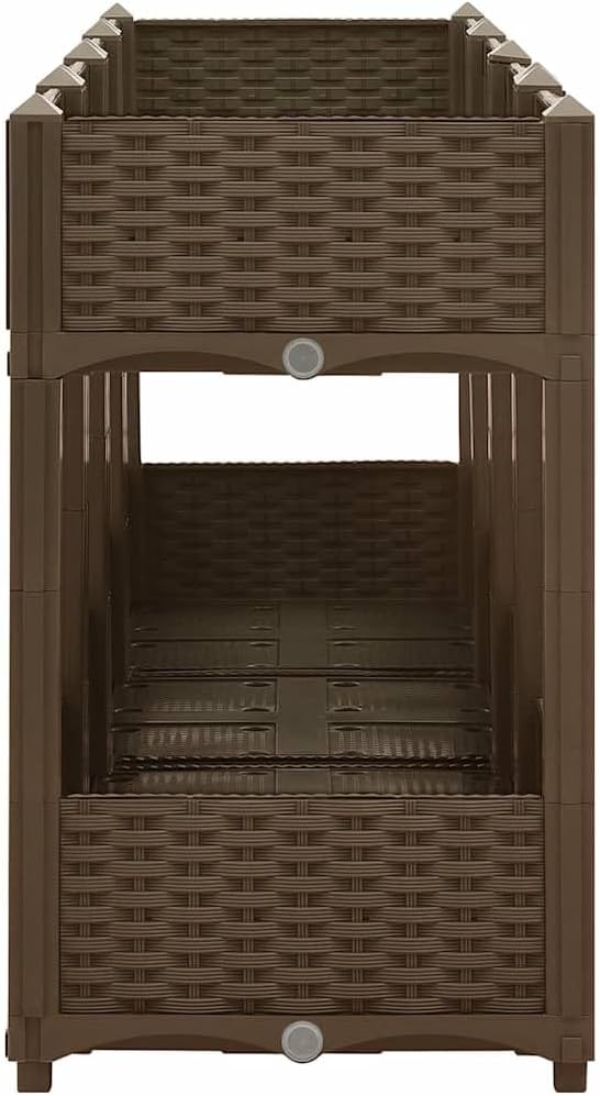 63x63x28 in Large Brown Rectangular Raised Garden Bed Planter Box for Outdoor Plants Durable Polypropylene Modern Patio Planter for Flowers Herbs Tomatoes Indoor &amp Outdoor Use