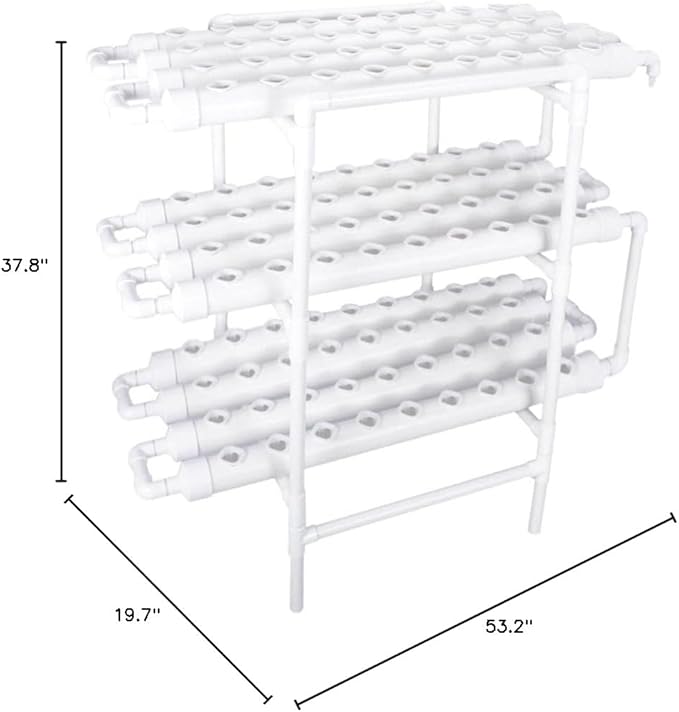 Hydroponics Growing System Kit108 Plant Sites 3 Layers Food-Grade PVC-U Pipes Hydroponic Grow Kit Gardening System with Water Pump TimerNet Pots and Sponge for VegetablesFruitsHerb
