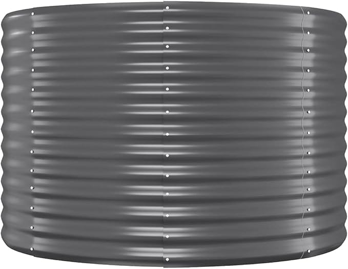 Garden Raised Bed Anthracite Powder-Coated Steel 98x39.4x26.8 Inch Oval Planter for Outdoor Plants Large Capacity Gardening