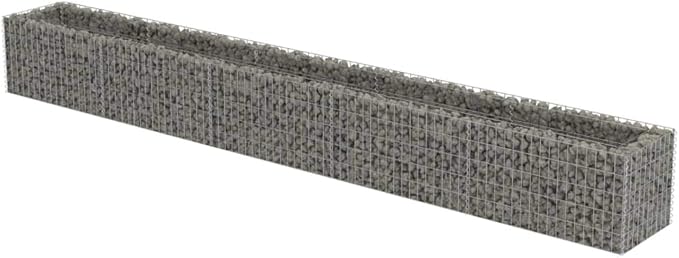 Gabion Planter - Galvanized Steel Metal Box for Outdoor Gardening Flower Plant and Vegetable Beds Large Tall 177.2x19.7x19.7