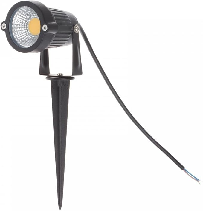 LemonBest® High Power Outdoor Decorative Lamp Lighting 5W COB LED Landscape Garden Wall Yard Path Light Warm Cool White DC 12V w/Spiked Stand Pack of 2 (Warm White)