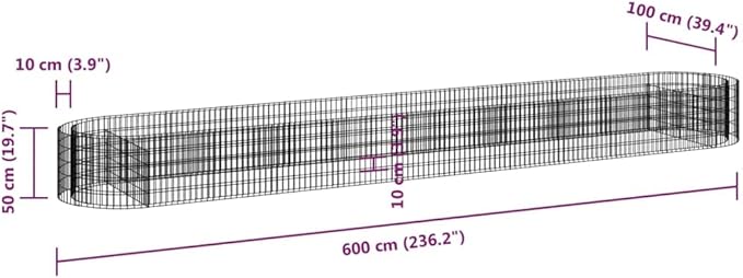 vidaXL Raised Garden Bed Outdoor Gabion Raised Bed Raised Bed Garden Planter Flower Pot for Gardening Backyard Patio Galvanized Iron