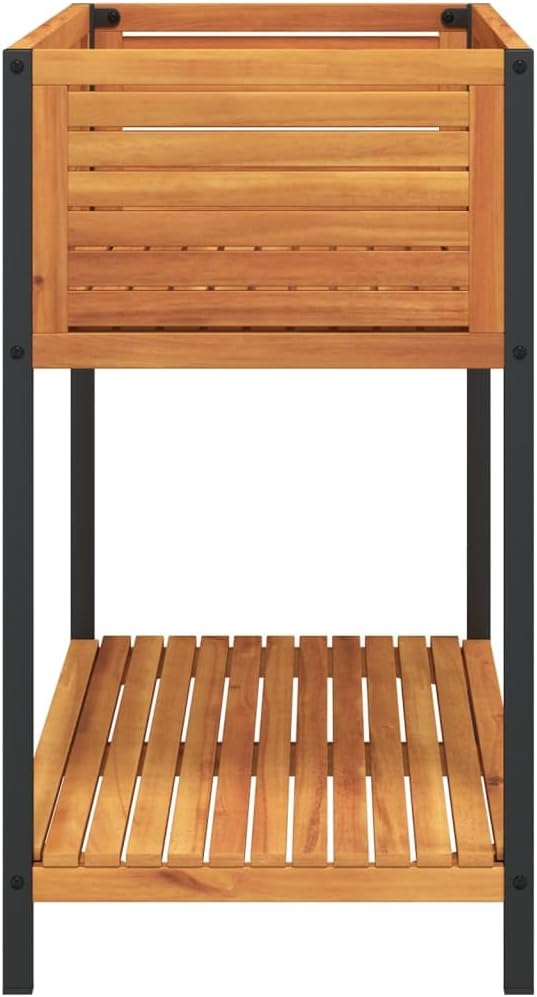 Rectangular Solid Acacia Wood Raised Garden Bed Oiled Finish 17.7 x 43.3 x 31.5 in Durable Planter for Outdoor Plants Indoor Gardening