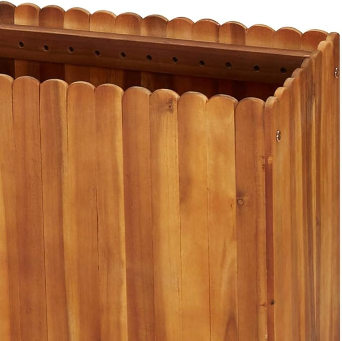 vidaXL Solid Acacia Wood Garden Raised Bed - Large Outdoor Rustic Weather Resistant Slatted Design Planter with Easy Assembly