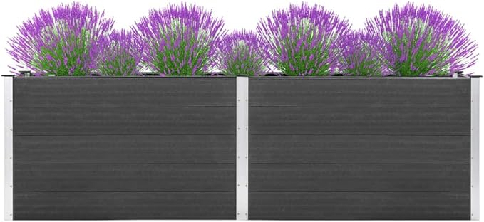 Garden Raised Bed WPC Weather-Resistant Steel Large Metal Planter Box for Outdoor Flower Plant Vegetable Herb Growing &amp Gardening - Gray 78.7x39.4x35.8
