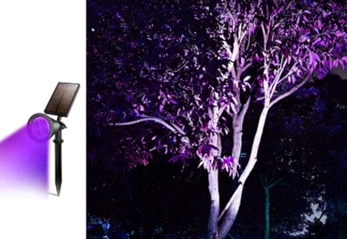 Solar Landscape Lights 4 LED Solar Spotlights 2 in 1 Security Light Solar Lights Outdoor Waterproof for TreePatioYard (Purple)