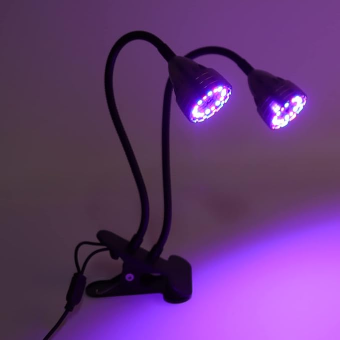 LED Plant Grow Lights Double Head Full Spectrum USB Powered Adjustable Brightness Succulents Growth Lamp with 360 Degree Bendable Arms for Indoor Plants Aluminum Alloy 52 LEDs