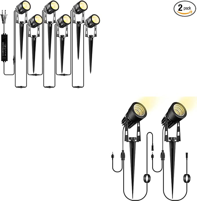 ALOVECO 12V Waterproof LED Landscape Lights with Adapter + 2 Pack Daisy Chain Lamps for Patio Deck Yard Garden Driveway