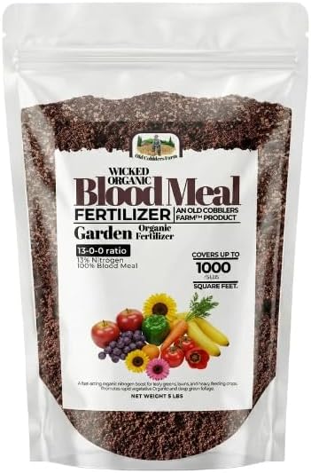 Old Cobblers Farm™ Wicked Organics Blood Meal – High-Nitrogen Soil Booster for Lush Lawn &amp Vigorous Garden Growth | Promotes Greener Foliage &amp Strong Roots | (5 lbs | 10 lbs | 15 lbs | 20 lbs)