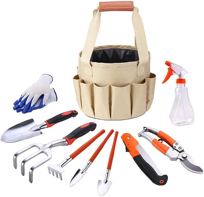 Gardening Tools Set Polyester and PVC Garden Tool Set 10 Pcs/Set Multi-Functional Garden Kit Practical/Trowel/Rake for Adult