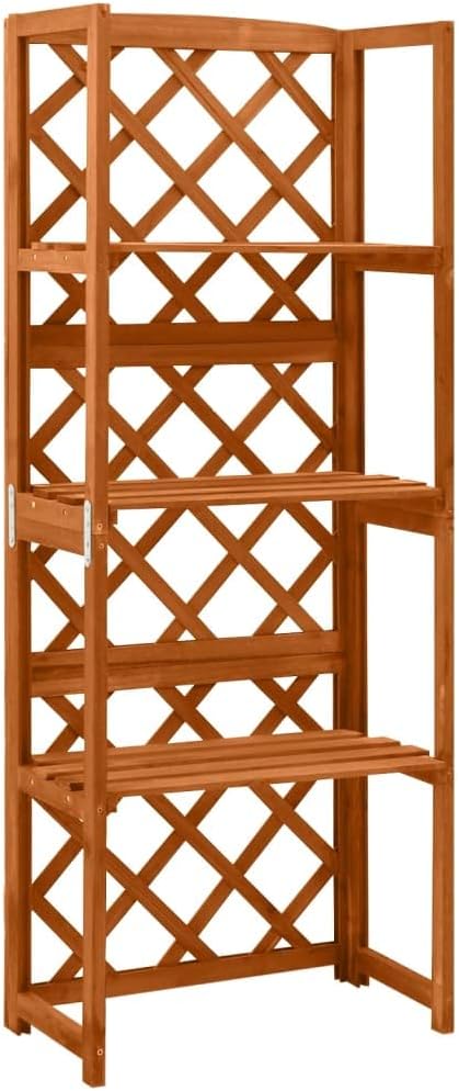 Trellis with 3 Shelves 21.6x11.8x55.1 Solid Fir Wood Planter Raised for Indoor Outdoor Garden Vegetables Flower Herb Plants Bed Elevated Wooden Box Stand for Backyard Patio BalconyBrown