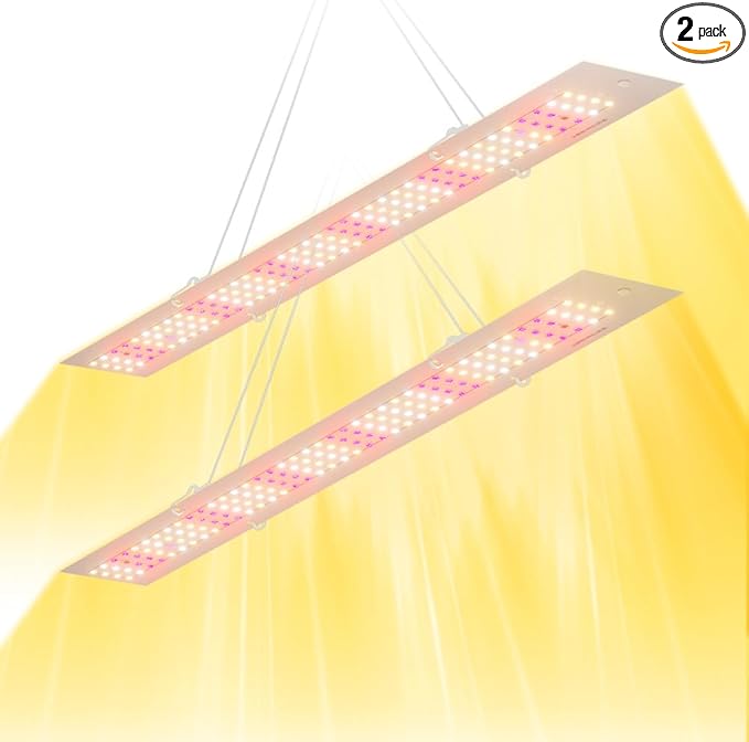 2Pack 200W Grow Lights 100-277V Indoor Hydroponic System Lamps UV/IR Flowers Moss Seedings Fill Lamp Sunlight Greenhouse Tent Vegs Succulent Fruits Potting Cactus Lighting US Plug with Hook Hanging