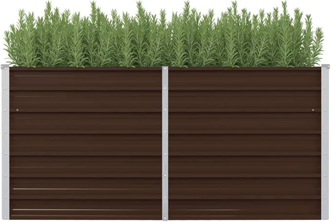SKM Raised Garden Bed Metal Raised Garden Beds Outdoor Brown 63x31.5x30.3 Galvanized Steel
