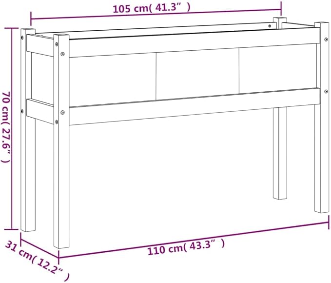 Garden Planter - White Solid Pine Wood - Patio Bed Raised - Versatile Wooden Cage - Decorative Fencing for Plants &amp Herbs - 41.3 in Wide