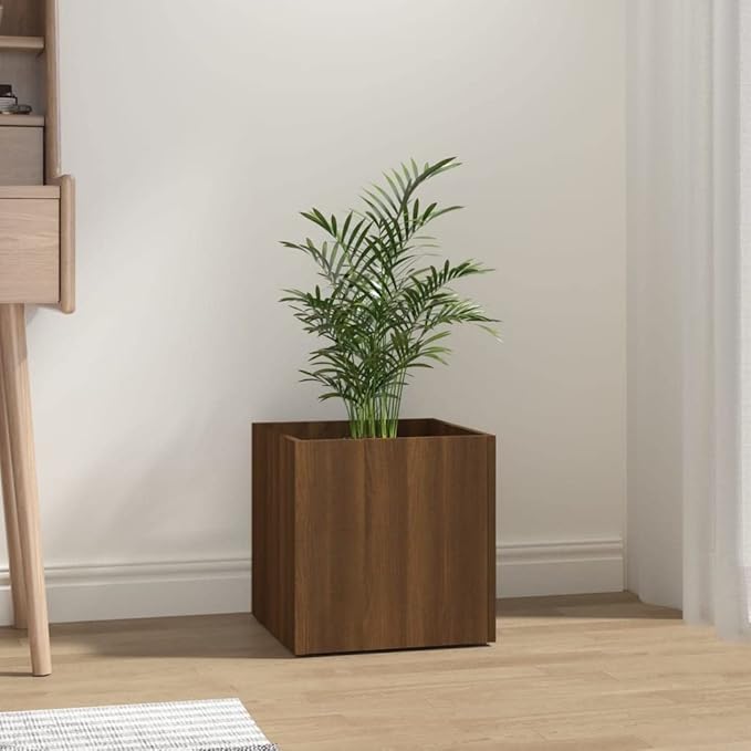 Planter BoxBalcony Planter BedsModern DesignGarden DecorationBackyard Raised BedsHerb PlantersHerb Plantersfor PatioCourtyardBalconyTerraceBrown Oak 15.7x15.7x15.7 Engineered Wood