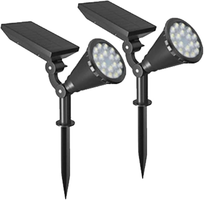 18led WhiteSolar Color Changing Spot Lights Outdoor Waterproof 2 Pack Multicolor Landscape Spotlights 180° Solar Powered Lights Height Adjustable for Courtyards Balconies Gardens