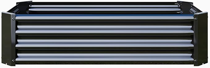 Metal Galvanized Raised Garden Bed Kit 4 x 2 x 1 ft Galvanized Steel Raised Garden Planter Box Outdoor with Open Base for Growing Vegetables/Flowers/Herbs/Fruits/Succulents Rectangle Black