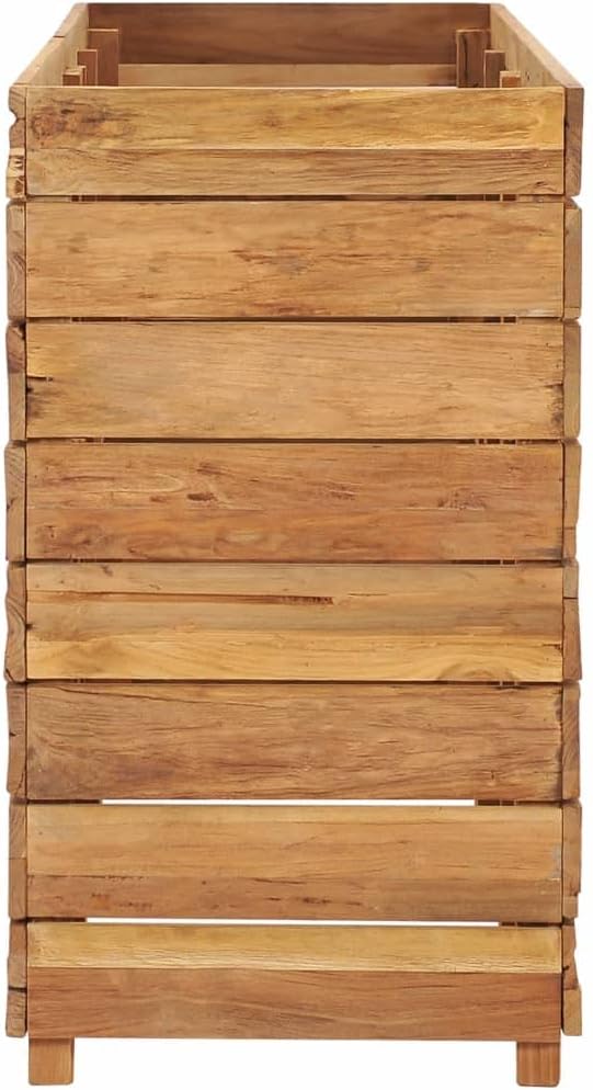 YAFF Raised Bed 59.1x15.7x28.3 Recycled Teak and Steel (68.53lbs)