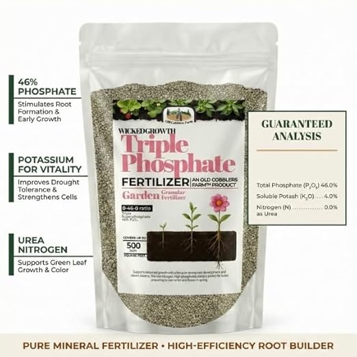 Old Cobblers Farm™ Wicked Growth Triple Phosphate Fertilizer - for Strong Roots and Vibrant Growth (5 lbs | 10 lbs | 15 lbs | 20 lbs) (10lbs)