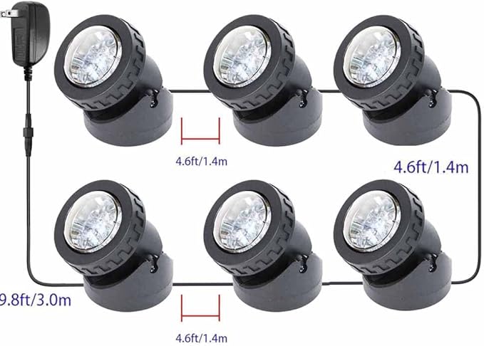 Pond Lights Submersible LED Fountain Light Warm White Yard Spot Lights Waterproof Outdoor Spotlights for Yard Landscape Water Pond Fountain Waterfall 6 Lights