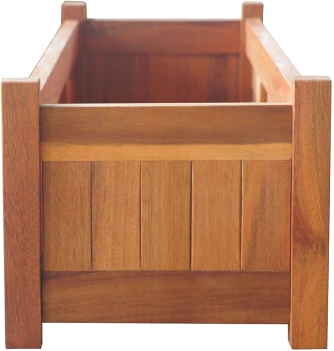 vidaXL Garden Raised Beds Set of 2- Acacia Wood Planter Boxes with an Oil Finish for Outdoor Planting - 39.4x11.8x9.8