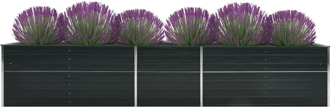 SKM Garden Raised Bed Garden Raised Bed Galvanized Steel 157.5x31.5x30.3 Anthracite