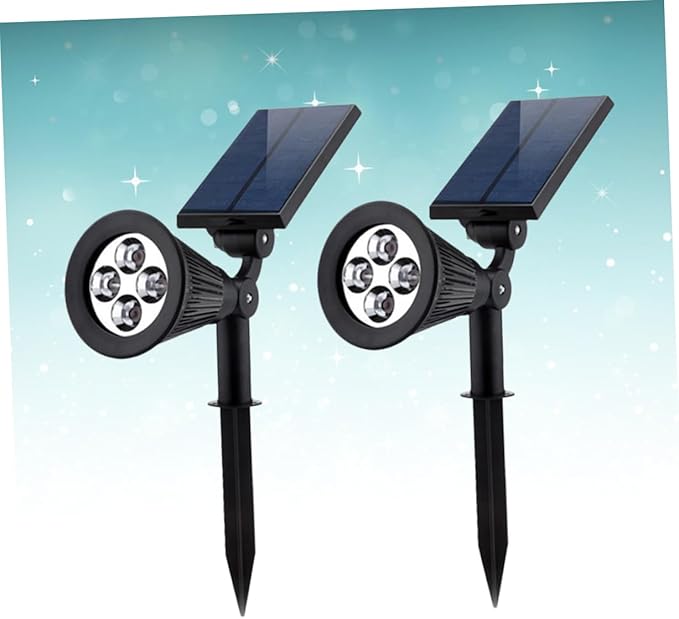 2 Pcs Waterproof RGB Solar Spotlights 4 LEDs Outdoor Landscape Light for Lawn and Garden Plug-in Ground Lamp Color Changing Solar Powered Light