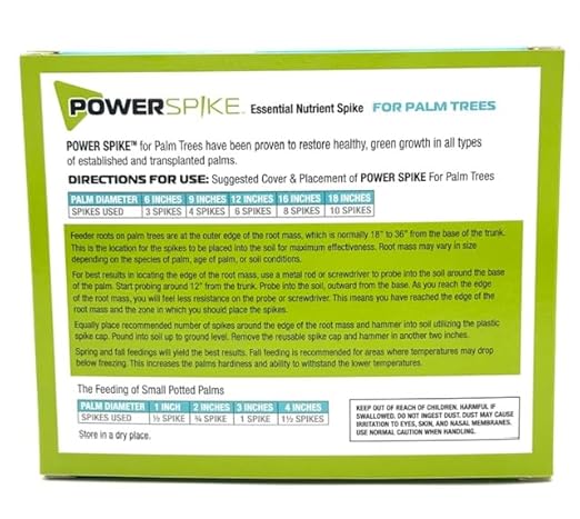 Power Spike for Palm Trees Palm Tree Fertilizer Spike. Nutrient Spike specifically formulated to Feed and fertilize All Types of Palm Trees and Address Deficiencies. Triple Pack 9.6 LBS (30 Spikes)